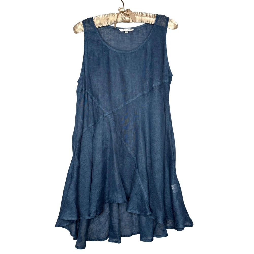 Kleen Gauzy 100% Linen XS Tank Top Asymmetrical Lagenlook Layering Shirt